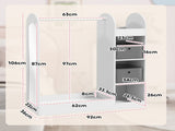 Kids Clothes Rail with Storage Shelf, Boxes, Mirror for Bedroom, Nursery, White T3398P379025