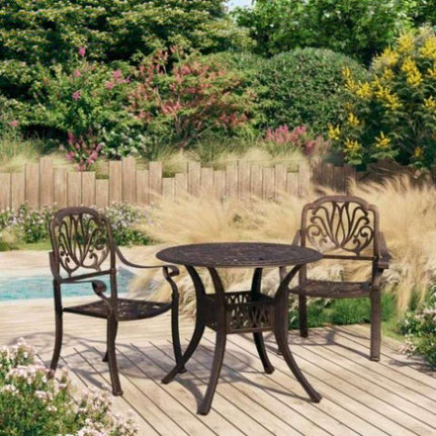 ZNTS 3 Piece Bistro Set Cast Aluminium Bronze 3070574