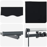 Retractable Awning Manual Black 350 x 250 cm Fabric 3330326