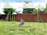 Metal Garden Swing Set Height Adjustable Children Outdoor Backyard Play Set for Toddlers Over 3 T3398P348086