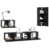 Wall TV Cabinet Wall-mounted 4 pcs Black Oak Engineered Wood 3393466