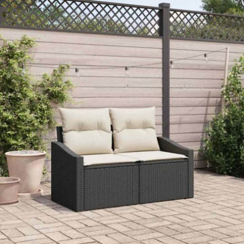 Garden Sofa with Cushion Black 123 x 62 x 69cm Poly Rattan 42006782
