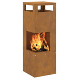 Fire Pit Brown 35 x 35 x 100 cm Weathering Steel 858931