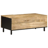 Coffee Table Black 100x54x40 cm Solid Rough Wood Mango 4018640