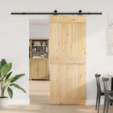 Sliding Door with Hardware Set 85x210 cm Solid Wood Pine 3332672