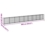 Gabion Basket with Cover 900x50x100 cm Galvanised Iron 3295150