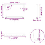 ZNTS Dining Table Legs V-Shape 2 pcs Black 70x cm Steel 4012636