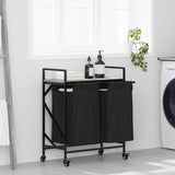 Laundry Basket 2 Compartments with Wheels Grey Sonoma 859098
