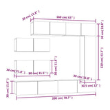 Tv Cabinet Set Set of 7 White Engineered Wood Medium to Large 3114558