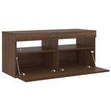 TV Cabinet with LED Lights Brown Oak 90x35x40 cm 815677