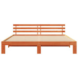 Bed Frame with Headboard Wax Brown 200 x 200 cm Solid Pine Wood 872598