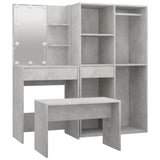 Dressing Table Set with LED Concrete Grey Engineered Wood 3114102