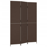 Room Divider 3 Panels Brown Poly Rattan 365357