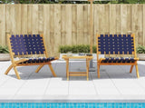 Folding Garden Chairs 2 pcs with Table Dark Blue Solid Wood 3214221