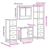 ZNTS 4 Piece Bathroom Furniture Set Brown Oak Engineered Wood 3301299