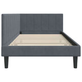 Corner Bed Frame with Headboard Dark Grey 90 cm x 200 cm Velvet 42016349