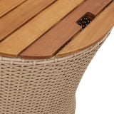Garden Side Tables 2 pcs with Wooden Top Beige Poly Rattan 366290