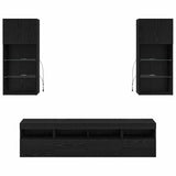 TV Wall Units with LED Black Oak Engineered Wood 3402982