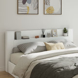 Headboard Cabinet with LED White 220x16.5x103.5 cm 839273
