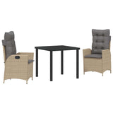 Garden Dining Set with Cushion 3 pcs Beige Poly Rattan 3380512