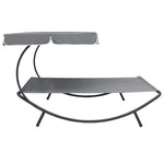 Outdoor Lounge Bed with Canopy Grey 48073