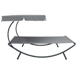 Outdoor Lounge Bed with Canopy Grey 48073