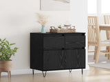 Sideboard Black Oak 60 x 35 x 70 cm Engineered Wood and Iron 881734