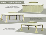 4 x 3 m Aluminum Garden Gazebo, Double Roof Outdoor Gazebo Canopy Shelter with Netting & Curtains T3398P315373