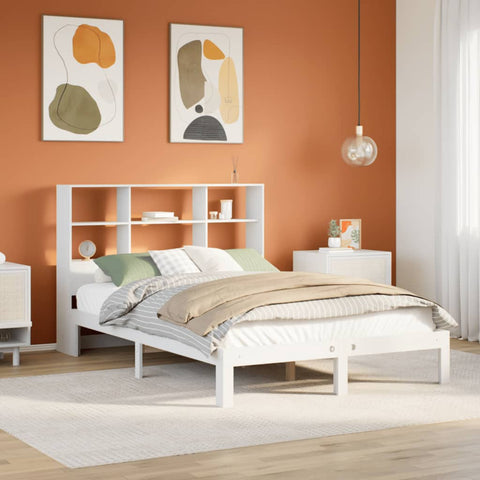 Bookcase Bed without Mattress White 160x200cm Solid Wood Pine 3322567
