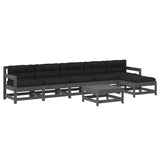 7 Piece Garden Lounge Set with Cushions Grey Solid Wood 3185971