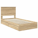 Storage Bed with Drawer Sonoma Oak 100 x 200 cm Engineered Wood 3411238