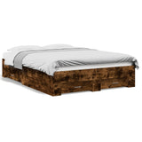 Bed Frame Smoked Oak Engineered Wood Double Bed Bed Frame 3280395