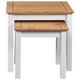 Nesting Tables 2 pcs White Solid Pine Wood Panama Range 282678