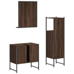 ZNTS 3 Piece Bathroom Cabinet Set Brown Oak Engineered Wood 3214348