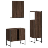 3 Piece Bathroom Cabinet Set Brown Oak Engineered Wood 3214348