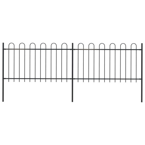 ZNTS Garden Fence with Hoop Top Steel 3.4x1 m Black 277657