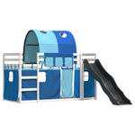 Bunk Bed without Mattress with Slide and Curtains Blue 90x190 cm Single 3284156