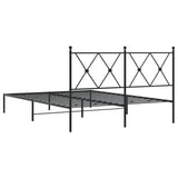 Metal Bed Frame without Mattress with Headboard Black 135x190cm 376501