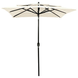 Parasol Sand Polyester 2m x 2m Collapsible Garden Parasol 313844