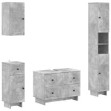 4 Piece Bathroom Cabinet Set EDE Concrete Grey Engineered Wood 3417903