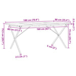 ZNTS Dining Table X-Frame 180x90x75.5 cm Solid Wood Pine and Steel 3282766