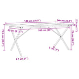 ZNTS Dining Table X-Frame 180x90x75.5 cm Solid Wood Pine and Steel 3282766