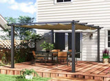 3 x 4m Aluminium Pergola, with Retractable Roof - Khaki T3398P314740