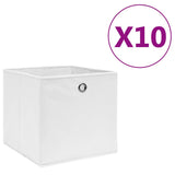 Storage Boxes 10 pcs Non-woven Fabric 28x28x28 cm White 325209