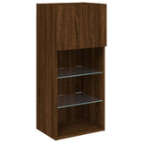 TV Cabinet with LED Lights Brown Oak 40.5x30x90 cm 837055