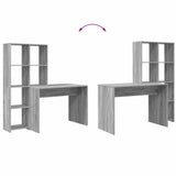 Desk with Shelf Grey Sonoma 138.5 x 55 x 143 cm Engineered Wood 3337254