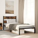 Metal Bed Frame without Mattress Smoked Oak 107x203 cm 4017049