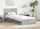 Bed Frame with Drawer Concrete Grey 75 x 190 cm Engineer Wood 3410759