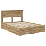 Bed Frame with Drawer Artisan Oak 140 x 190 cm Engineered Wood 3409986