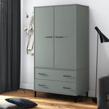 Wardrobe with Metal Legs Grey 90x55x172.5 cm Solid Wood OSLO 350989